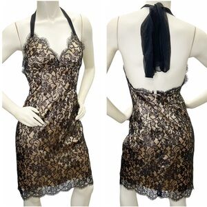Milly Black Lace Halter Neck Cocktail Dress Sz 6